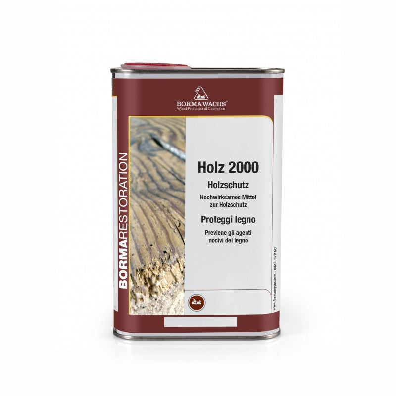 BORMA WACHS - Holz 2000 Holzschutzmittel Antischimmel 0084 | 1 Lt | Präventiv und kurativ | Geruchlos | Rohes Holz