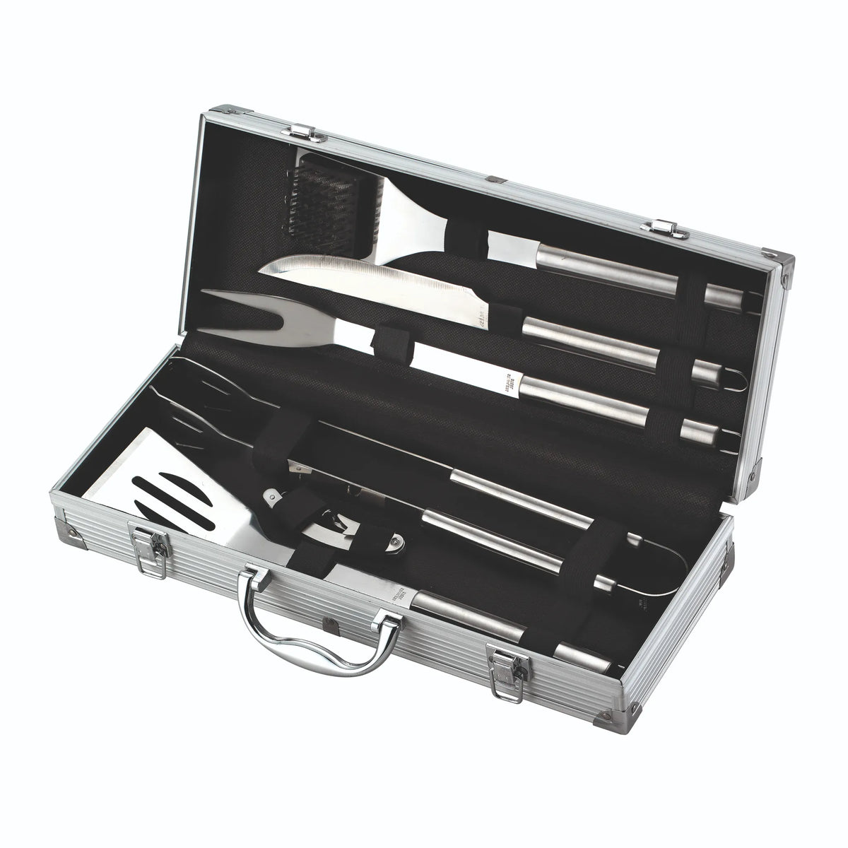OMPAGRILL - Set Barbecue Valigetta Alluminio 6 Pezzi 06420 | Acciaio Inox | 42cm | Custodia Alluminio