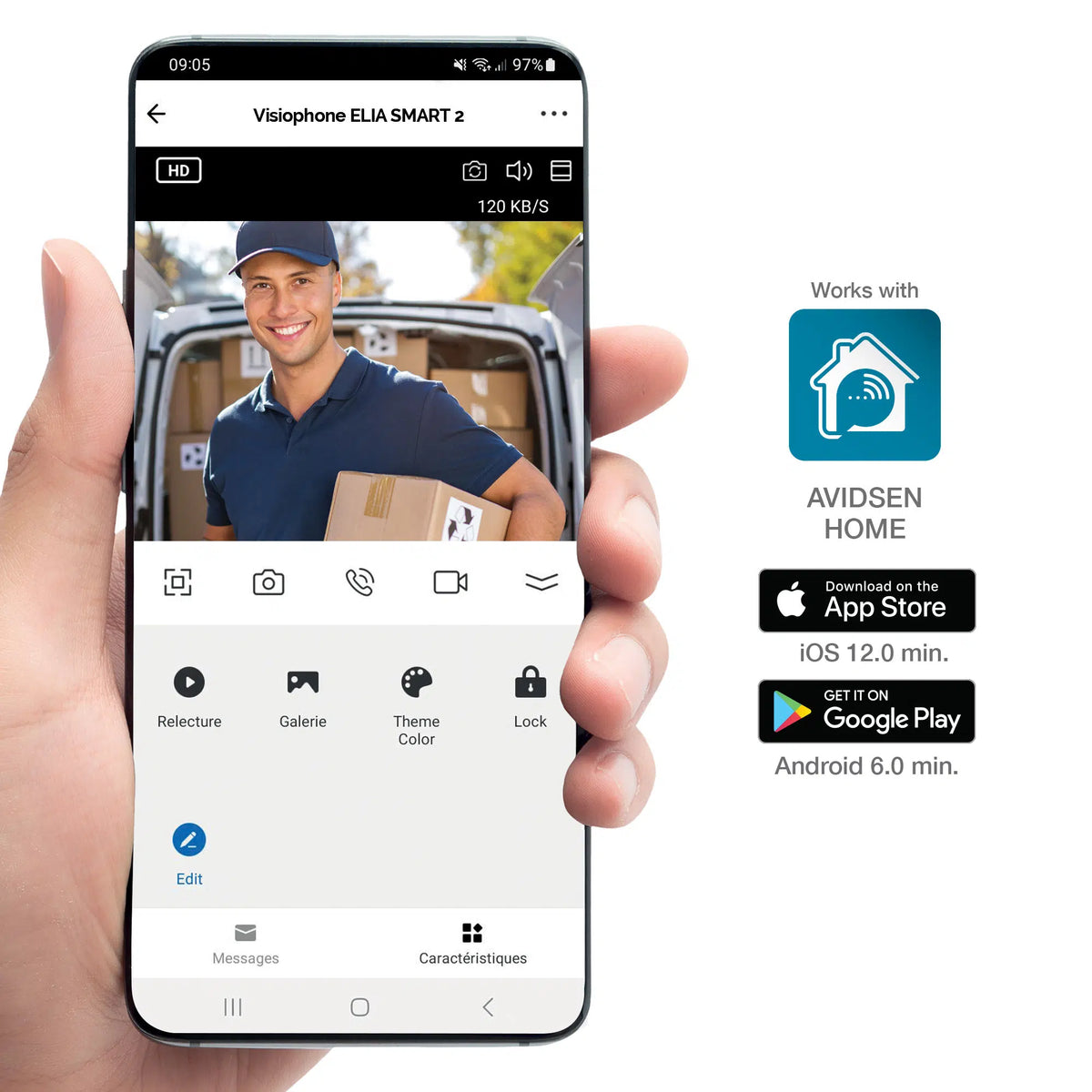 AVIDSEN - Videocitofono Connesso Elia Smart 2 112302 | 7" | Wi-Fi 2.4/5GHz | App | 2 Fili