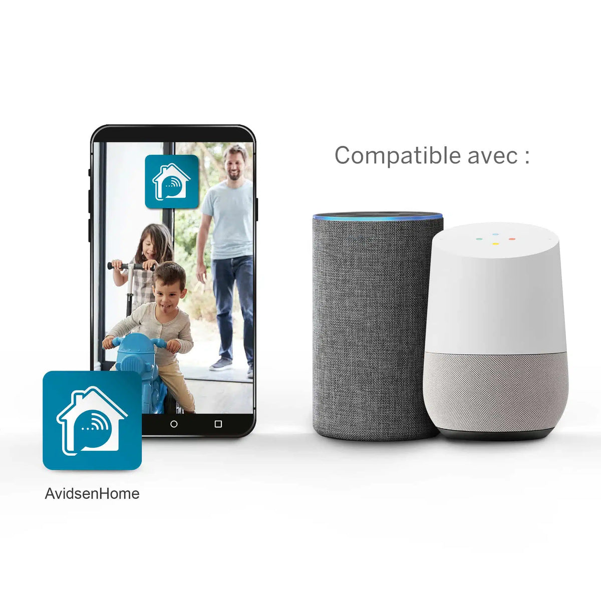 AVIDSEN - WLAN-IP-Kamera für den Außenbereich HomeCam WR 127052 | Full HD 1080P | IP66 | Nachtsicht 25m | Zwei-Wege-Audio | Alexa Google