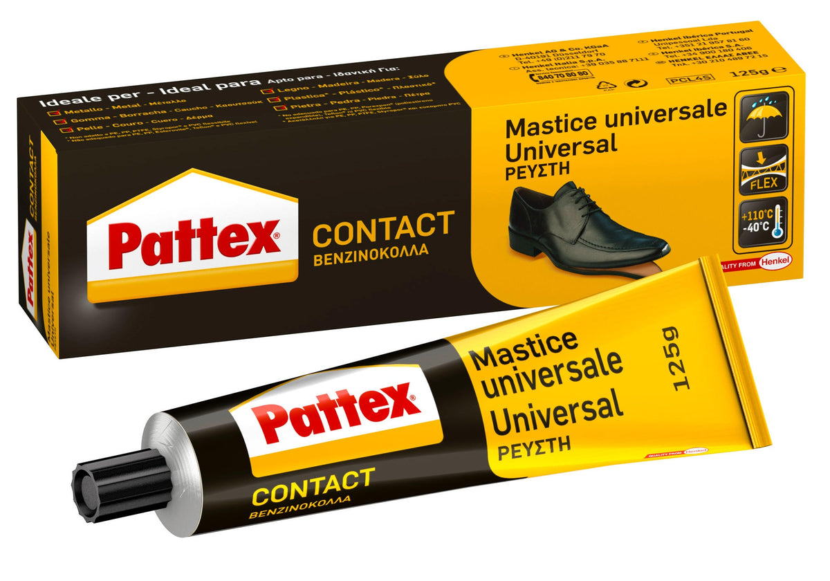 PATTEX – Kraftkleber Kontakt 125g | Kontaktkleber | Gummi Leder Holz Metall | Hohe Anfangshaftung