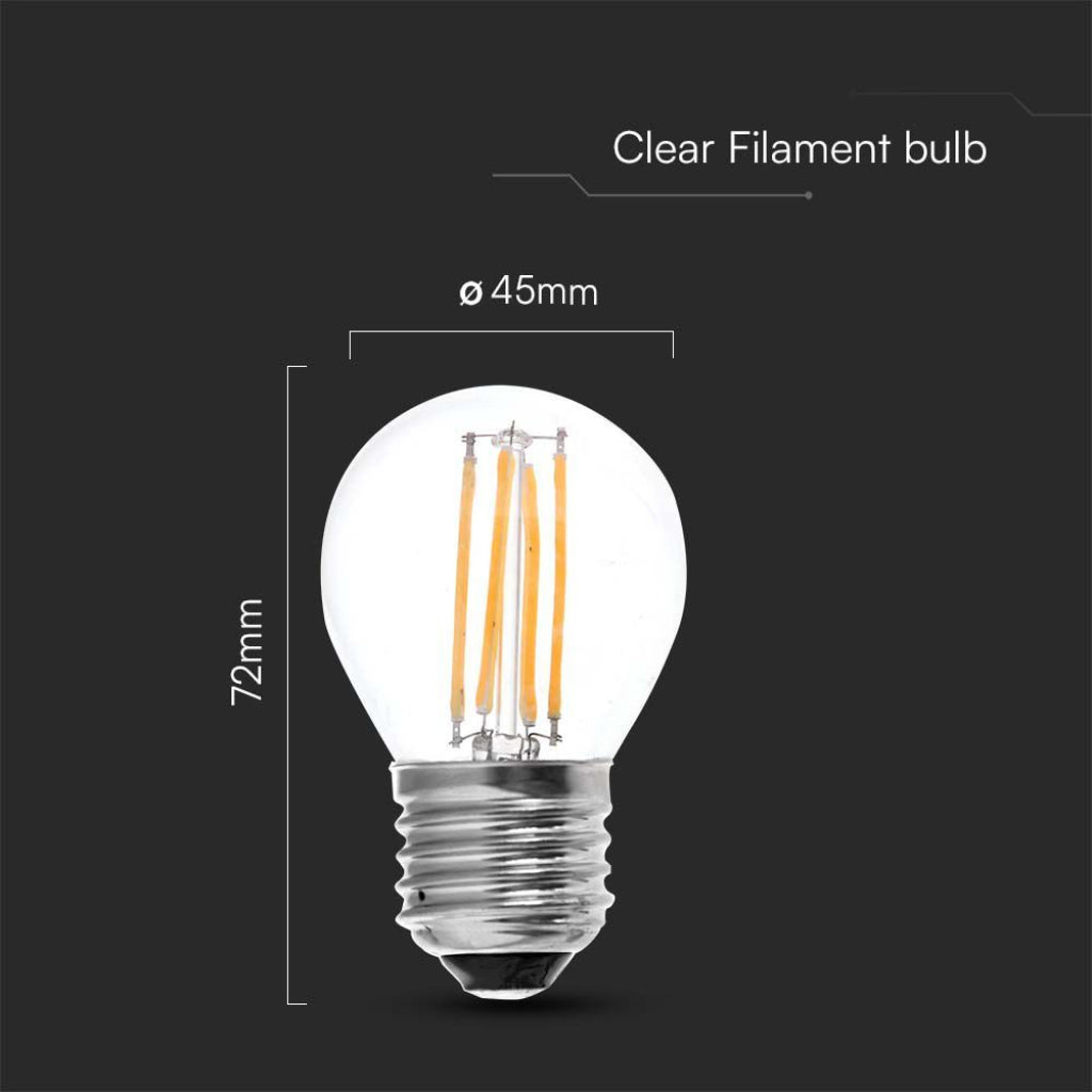 V-TAC 212843 lampadina LED G45 filamento dimensioni 45x72mm