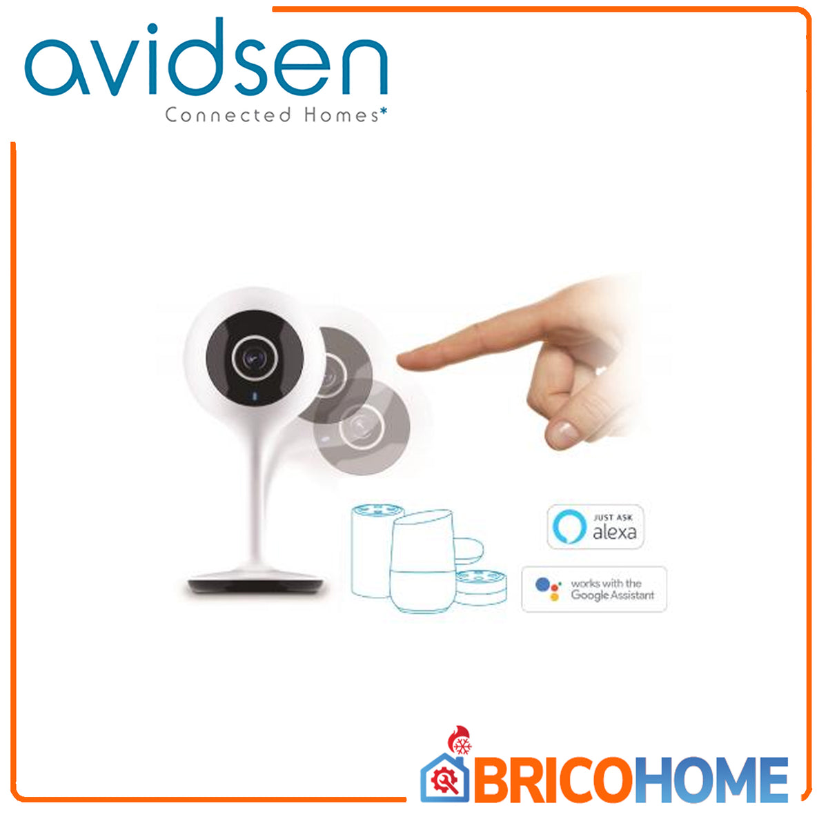 AVIDSEN - WLAN IP-Kamera Innen 1080P HomeCam 127002 | 2MP | Nachtsicht | Zwei-Wege-Audio | Alexa Google Home