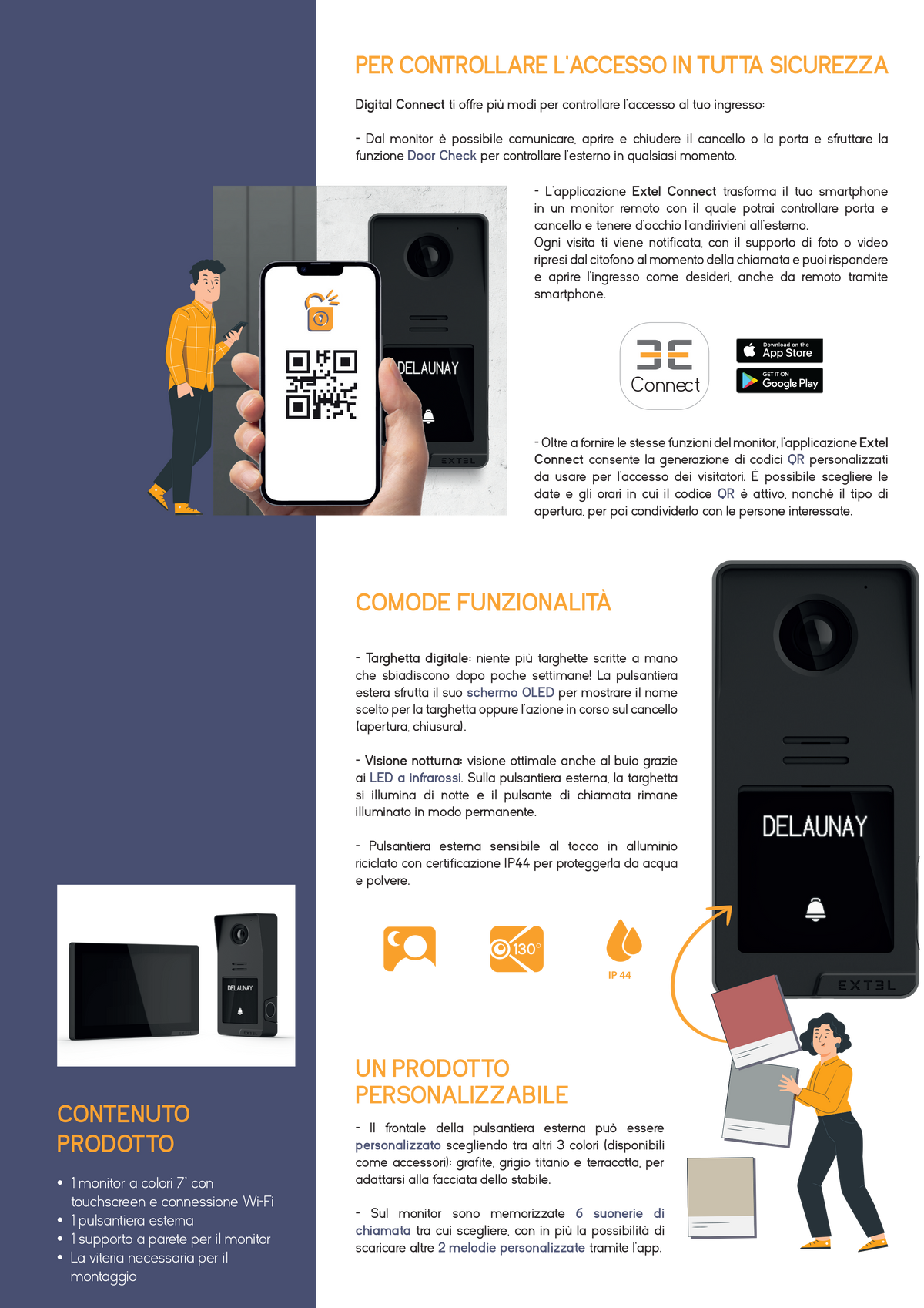 Extel Videocitofono cablato connesso con accesso tramite impronta digitale e generazione codici QR