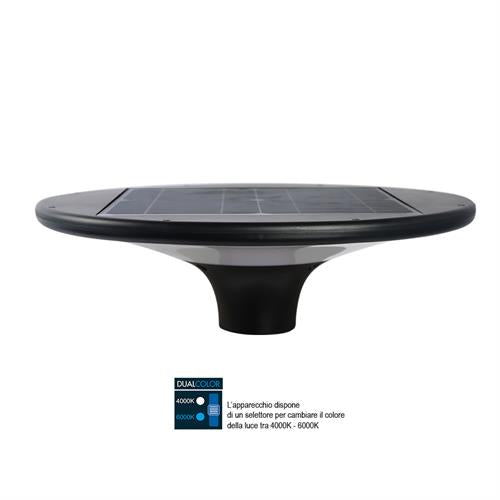 POLIPLAST - Lampione Solare LED Giulia 401059Z | 20W | 2300lm | Dual Color 4000+6000K | Attacco Palo 60mm