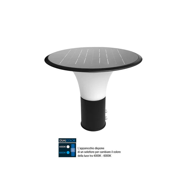POLIPLAST - Lampione Solare LED Marzia 401060Z | 15W | 2.200lm | Dual Color 4000-6000K | IP65 | Palo 60mm