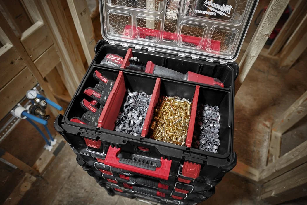MILWAUKEE - PACKOUT Organizer XL 4932478625 | IP65 | Coperchio Trasparente | Vaschette Modulari