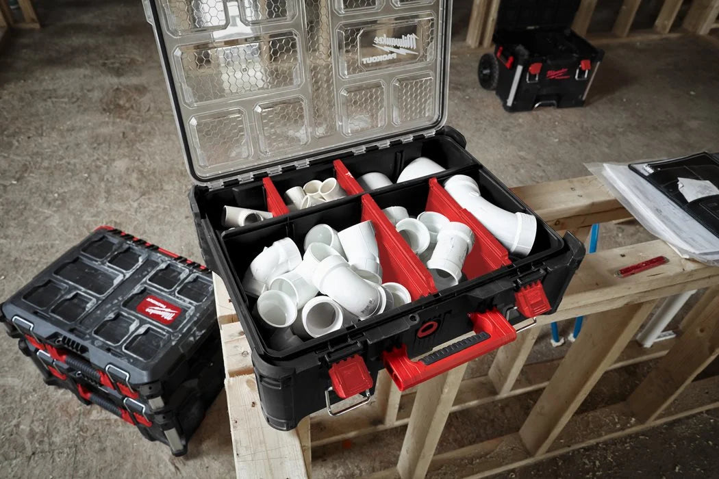 MILWAUKEE - PACKOUT Organizer XL 4932478625 | IP65 | Coperchio Trasparente | Vaschette Modulari