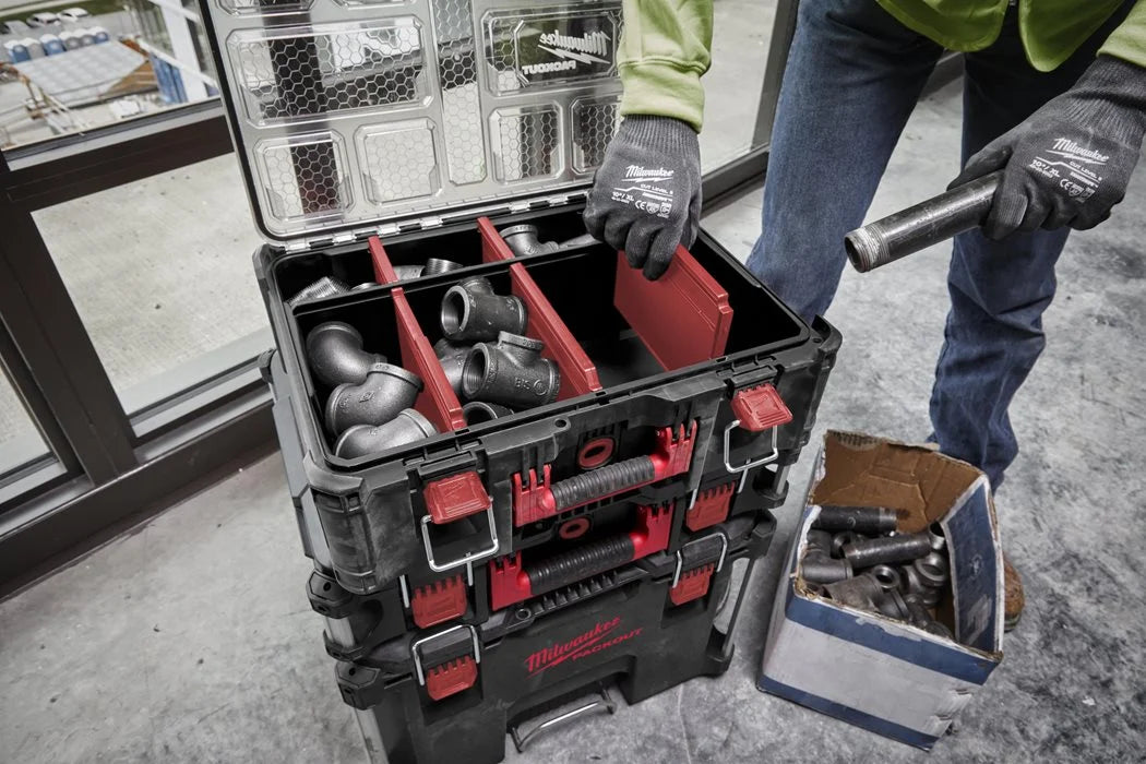 MILWAUKEE - PACKOUT Organizer XL 4932478625 | IP65 | Coperchio Trasparente | Vaschette Modulari