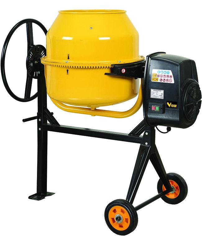 VIGOR - Betoniera Elettrica 130L 59720-05 | Motore 550W 220V | Ingranaggi Ghisa | Vasca Ribaltabile | IP44