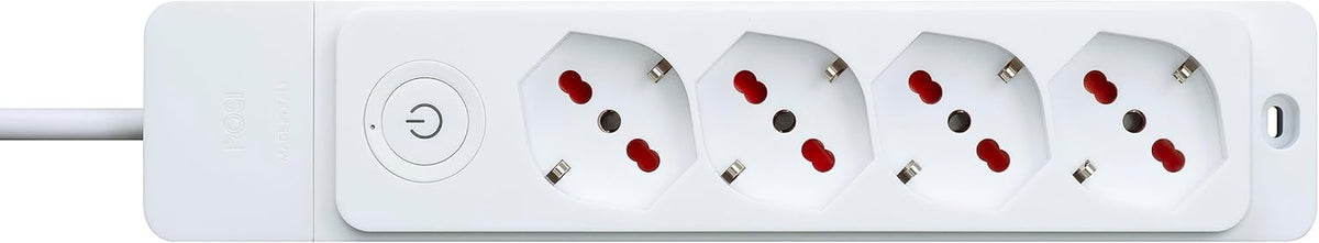 ROSI - Multipresa Emilia Specialist RS8422B | 4 Prese Schuko 10/16A | Interruttore | Cavo 1,5m | Made in Italy