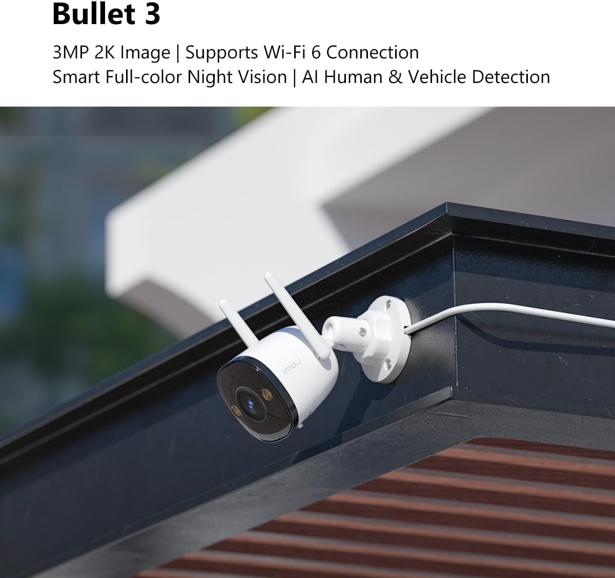 IMOU - Telecamera Bullet 3 IPC-S3EP-3M0WE | 3MP 2K | Wi-Fi 6 | Visione Notturna a Colori | AI Persone e Veicoli | IP67 | Esterno