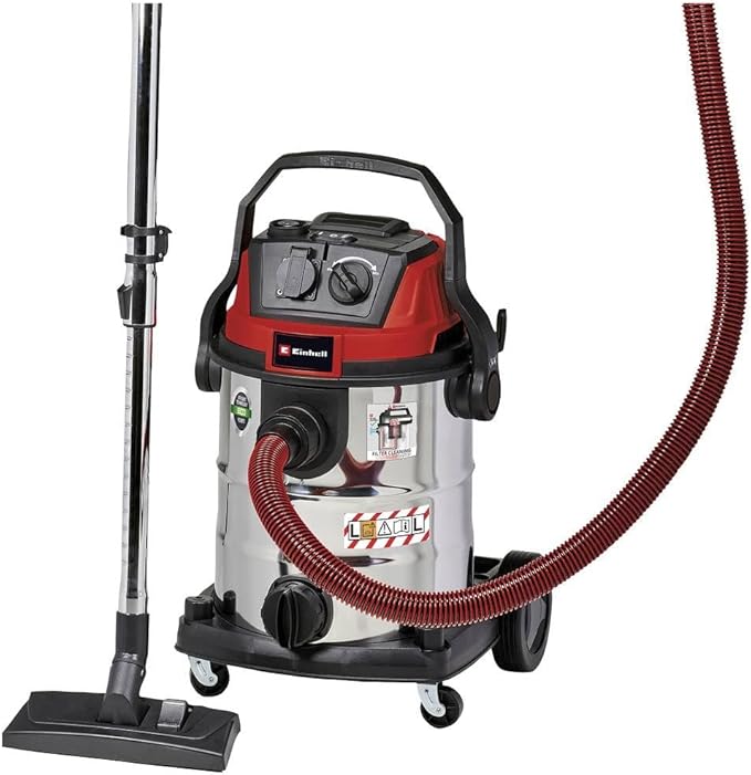 EINHELL - Aspiratore Solidi e Liquidi TE-VC 2025 SACL | 1200W | 25 L Inox | Classe L | HEPA | Presa Automatica