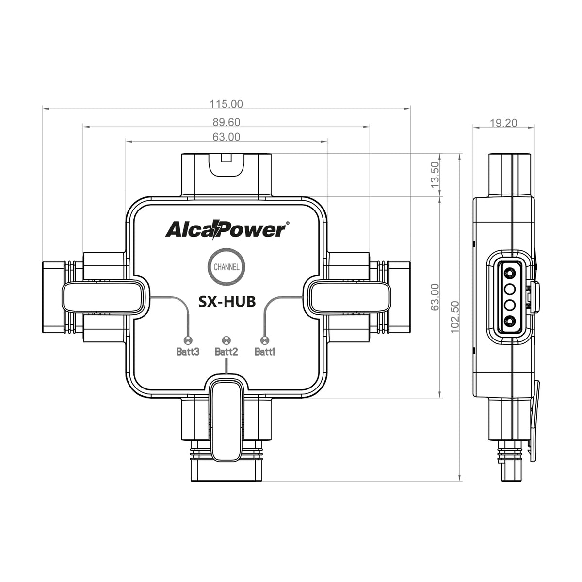 ALCAPOWER - Switching Hub SX-HUB | 3 Uscite | 6-24V DC | 10A | App iOS Android | Caricabatterie Serie SX