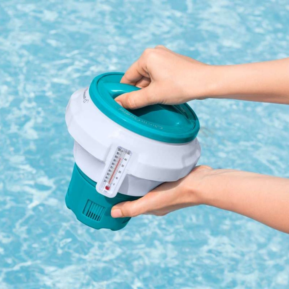 BESWAY - Dosatore Galleggiante Cloro e Bromo 58701 | Termometro Integrato | Sicurezza Bambini | Piscina