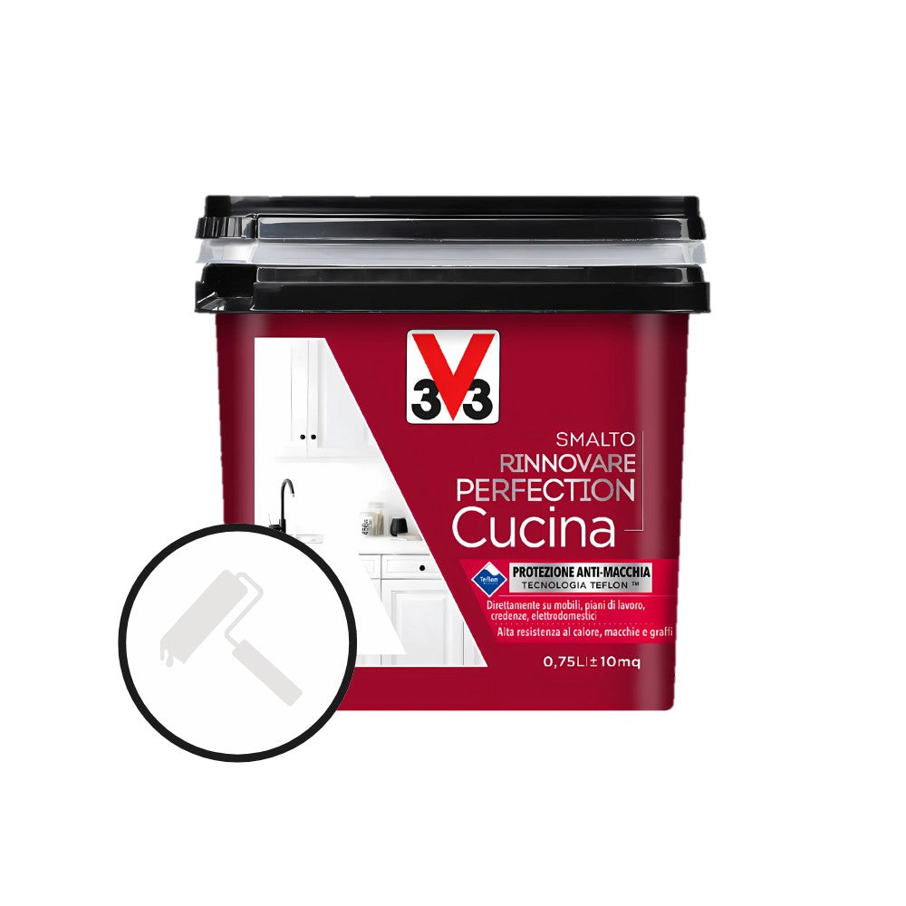 V33 - Smalto Rinnovare Perfection Cucina 750ml | Senza Fondo | Tutti i Supporti | Satinato/Opaco