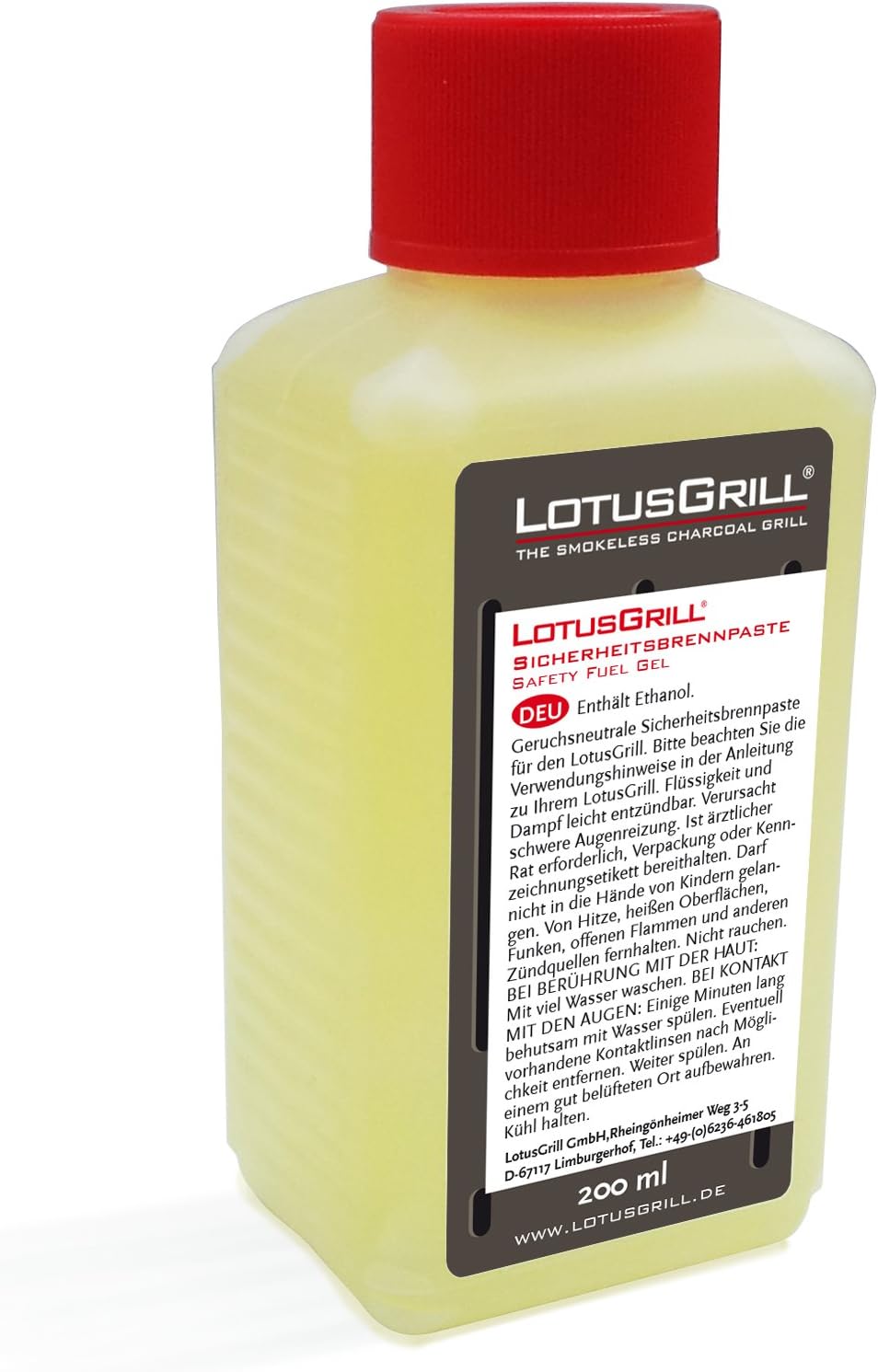 LOTUSGRILL - Gel Combustibile Bioetanolo LG GEL 200 | 200ml | Inodore | Fiamma Pulita | Tappo Sicurezza