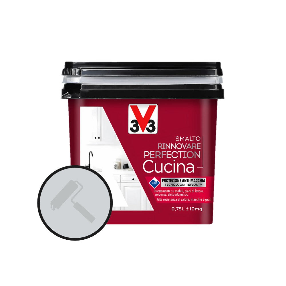 V33 - Smalto Rinnovare Perfection Cucina 750ml | Senza Fondo | Tutti i Supporti | Satinato/Opaco