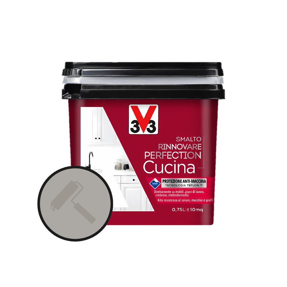 V33 - Smalto Rinnovare Perfection Cucina 750ml | Senza Fondo | Tutti i Supporti | Satinato/Opaco