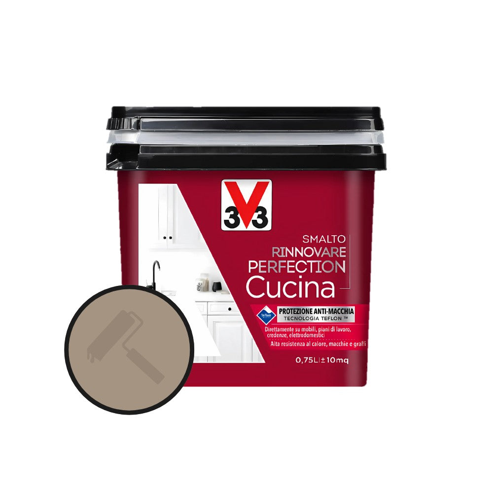 V33 - Smalto Rinnovare Perfection Cucina 750ml | Senza Fondo | Tutti i Supporti | Satinato/Opaco