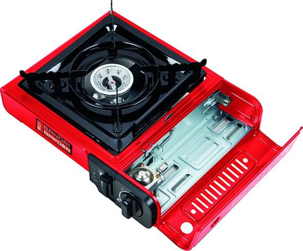 SANDRIGARDEN - Fornello a Gas Portatile Texas 78555-15 | 1 Fuoco 2,2 kW | Butano G30 | Piezoelettrico | Valigetta