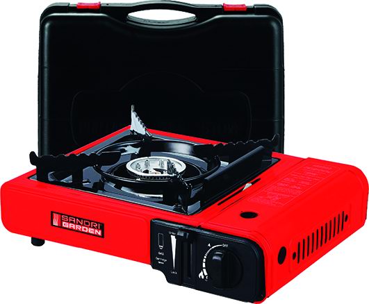 SANDRIGARDEN - Fornello a Gas Portatile Texas 78555-15 | 1 Fuoco 2,2 kW | Butano G30 | Piezoelettrico | Valigetta
