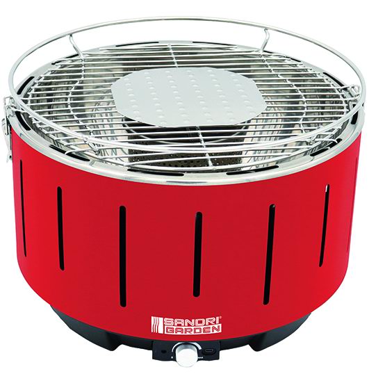 SANDRIGARDEN - Rauchfreier Grill SG 31I | Edelstahlrost Ø 31 cm | Lüfter USB/Batterien | Tasche Inklusive