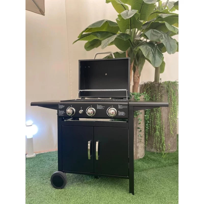 XONE - Barbecue a Gas Black X3 GAR01011 | 3 Fuochi 9kW | Griglia 55x44cm | Termometro | Cover Inclusa