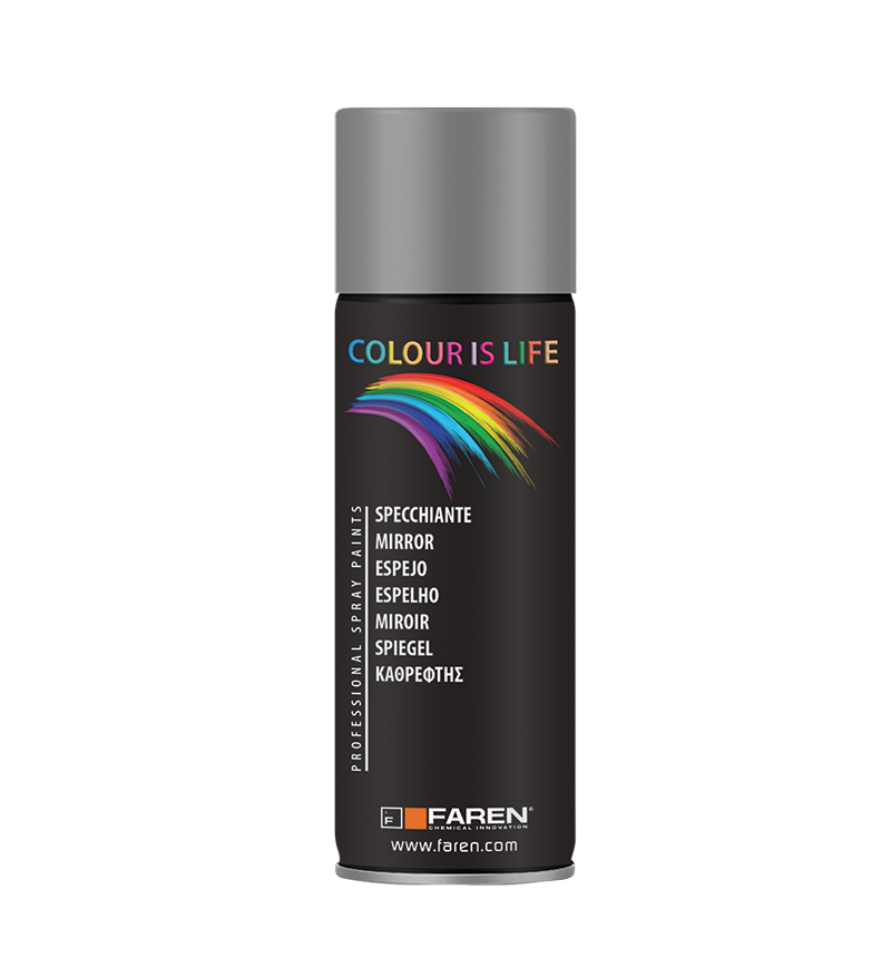 FAREN - Vernice Spray Specchiante Argento 7VI400 | Effetto Cromatura | Smalto Metallico Leafing | Acrilica