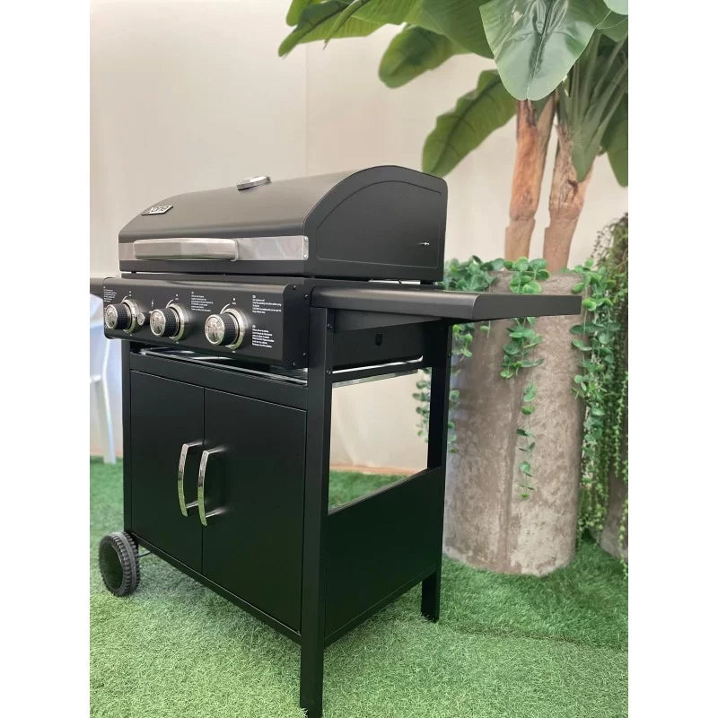 XONE - Barbecue a Gas Black X3 GAR01011 | 3 Fuochi 9kW | Griglia 55x44cm | Termometro | Cover Inclusa