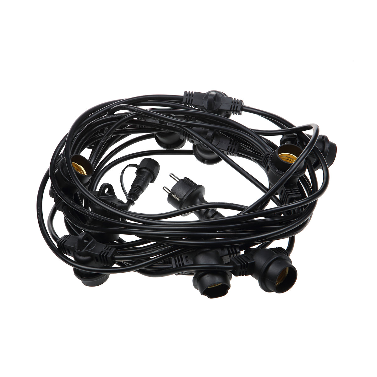Garden light chain with 10 E27 lamp holders - Black - 11.5mt