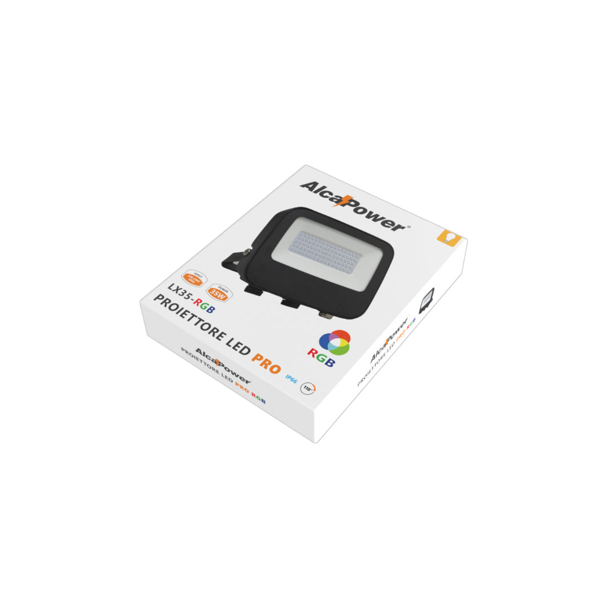 ALCAPOWER - Proiettore LED RGB 39W 930480 LX35-RGB | IP66 IK06 | 110° | 35.000h | Telecomando | Nero | Esterno