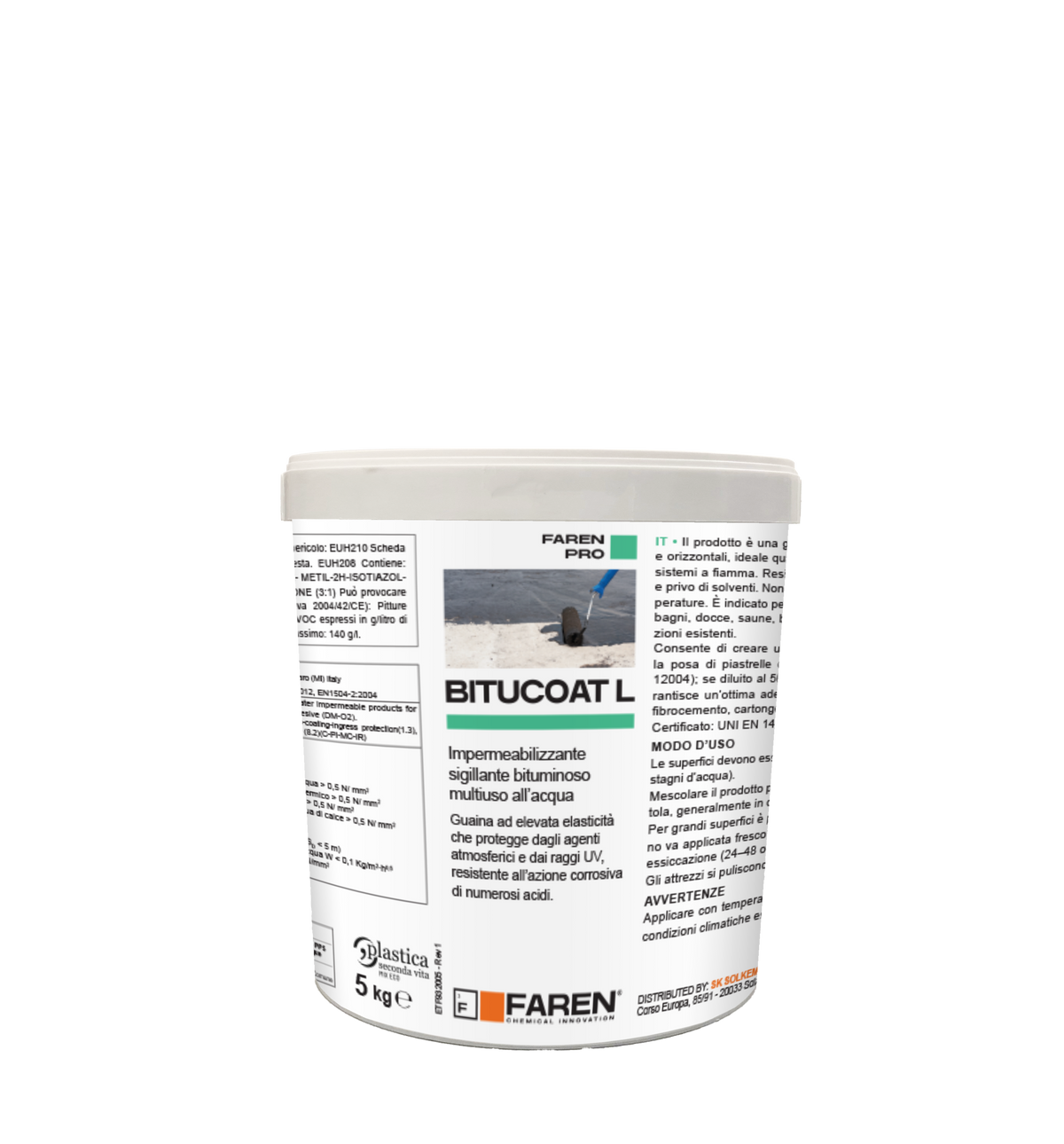 FAREN BITUCOAT L | Impermeabilizzante Bituminoso | 1kg | Multiuso | Acqua