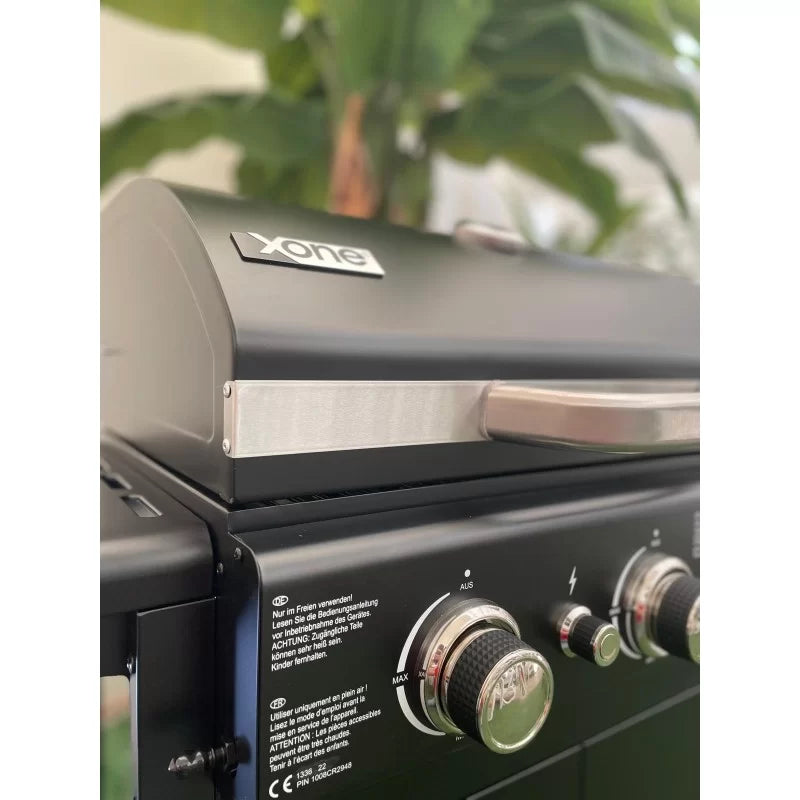 XONE - Barbecue a Gas Black X3 GAR01011 | 3 Fuochi 9kW | Griglia 55x44cm | Termometro | Cover Inclusa