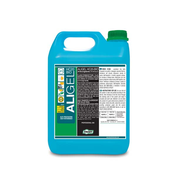 ALIGEL HC20 BIO - Fluido Termovettore Anticongelante | Impianti Solari | Pronto all'Uso | Rilevatore Perdite
