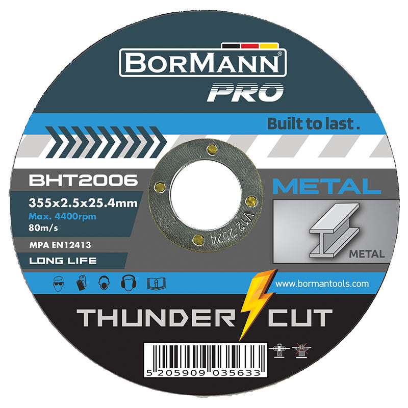 BORMANN Pro - Disco da Taglio Thunder-Cut BHT2006 | 355x2,5x25,4mm | Metallo Ferro Acciaio | Troncatrice