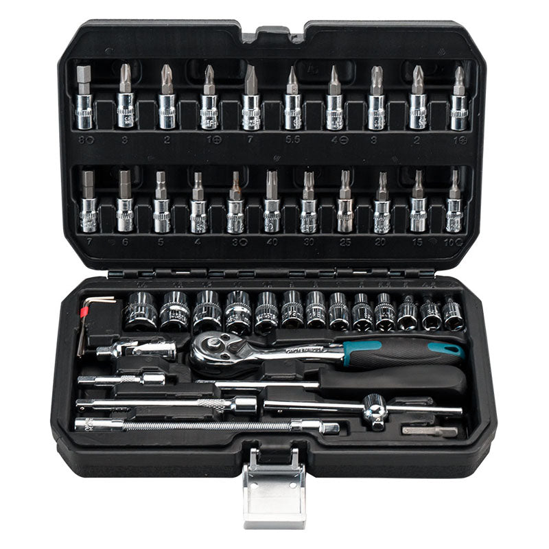 BORMANN Pro - Set 46pz Chiavi a Bussola con Cricchetto BHT5100 | 1/4'' | Acciaio Cr-V | Valigetta