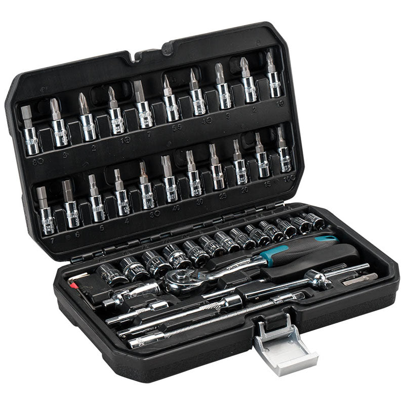 BORMANN Pro - Set 46pz Chiavi a Bussola con Cricchetto BHT5100 | 1/4'' | Acciaio Cr-V | Valigetta