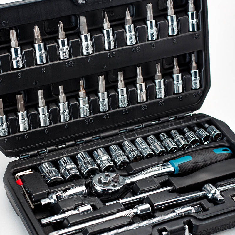 BORMANN Pro - Set 46pz Chiavi a Bussola con Cricchetto BHT5100 | 1/4'' | Acciaio Cr-V | Valigetta