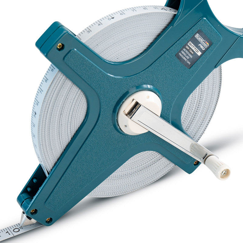 BORMANN Pro - Rotella Metrica in Fibra di Vetro BHT7131 | 50m x 13mm | Open Type | Manovella