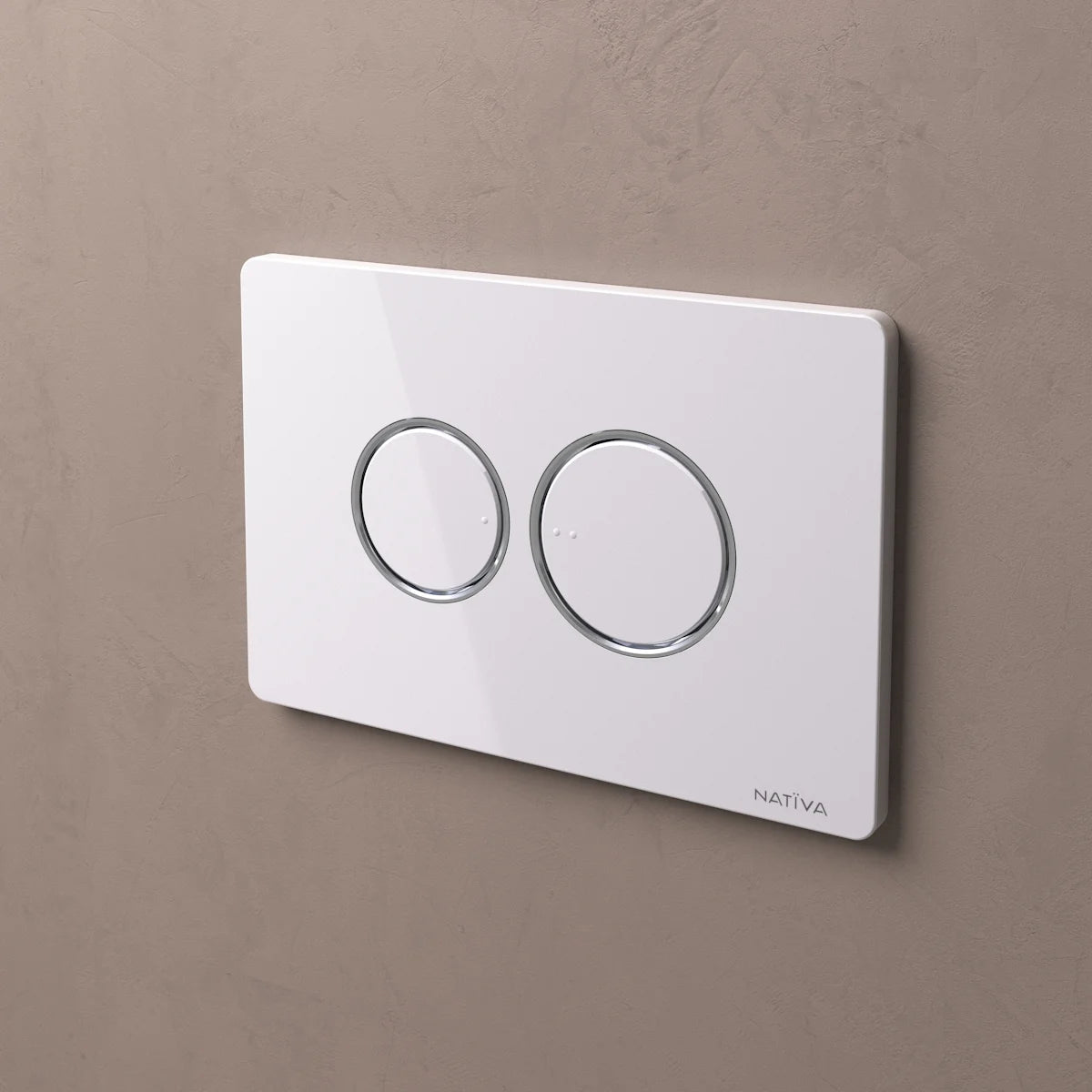 NATIVA Placca Bolla Lux JP3BC bianca con anelli cromati su sfondo bianco vista laterale