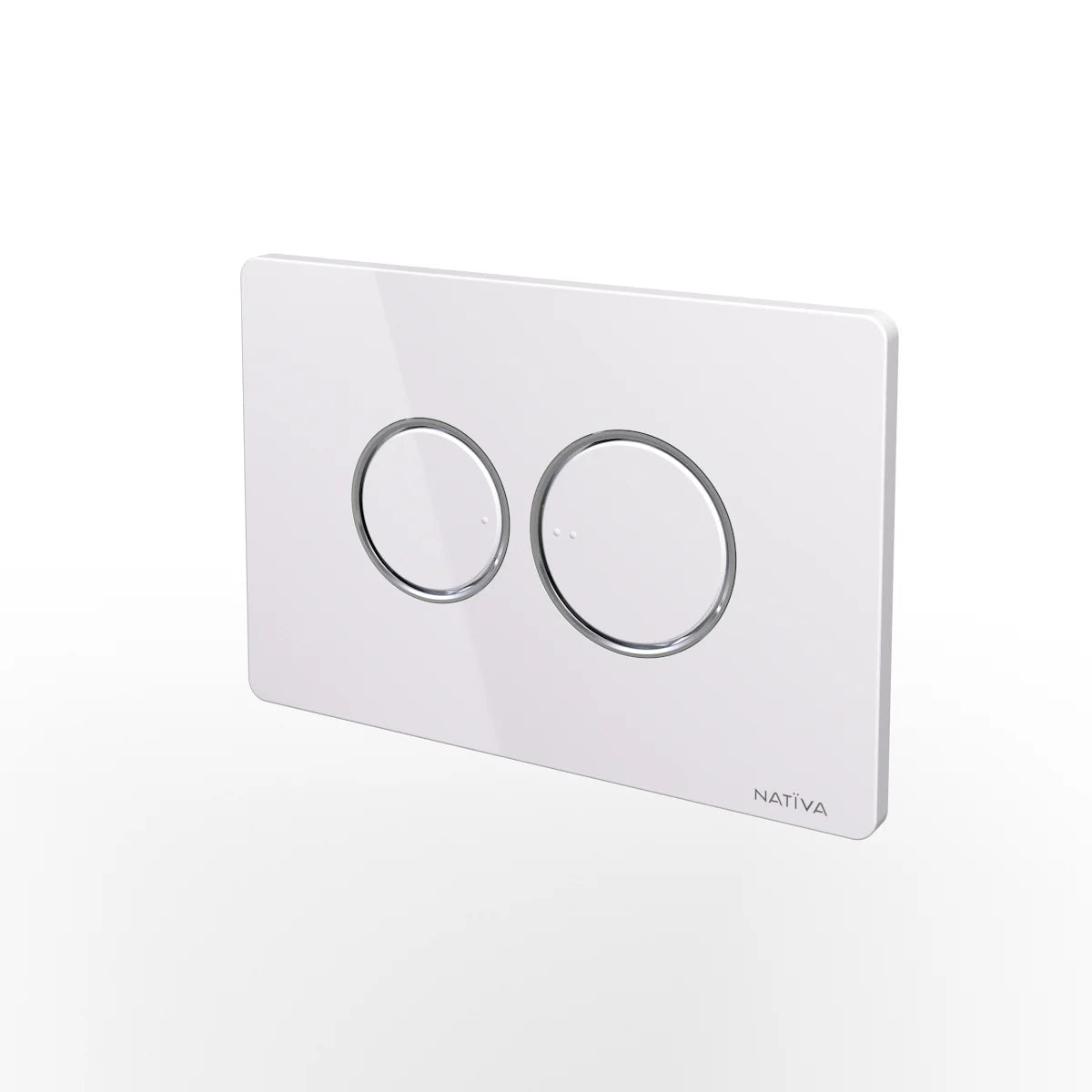 NATIVA Placca Bolla Lux JP3BC bianca con anelli cromati su sfondo bianco vista laterale 2