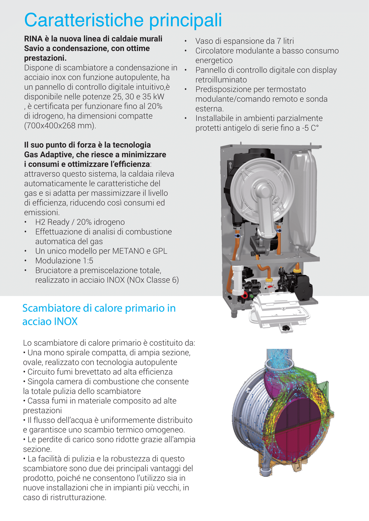 SAVIO - Caldaia a Condensazione RINA 25 | 25 kW | H2 Ready | Gas Adaptive | Kit Fumi OMAGGIO