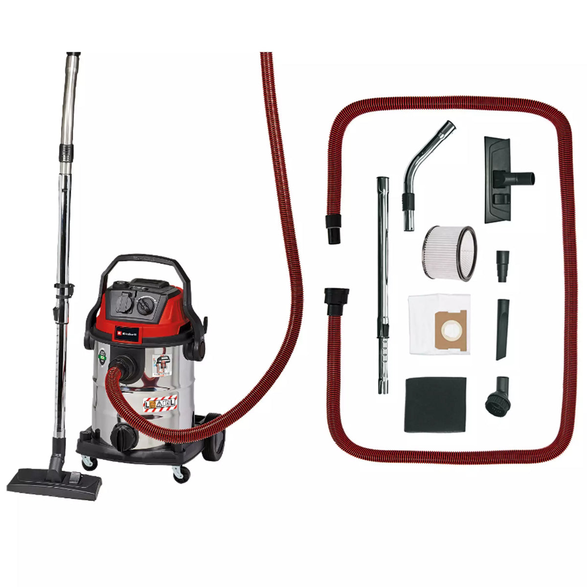 EINHELL - Aspiratore Solidi e Liquidi TE-VC 2025 SACL | 1200W | 25 L Inox | Classe L | HEPA | Presa Automatica