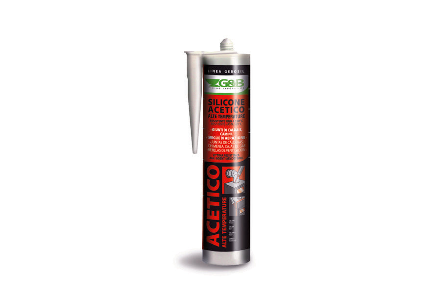 G&B GEBOSIL - Silicone Acetico Alta Temperatura 310ml | fino a 275°C | Rosso RAL 3001 / Nero RAL 9005 | Stufe Caldaie Motori