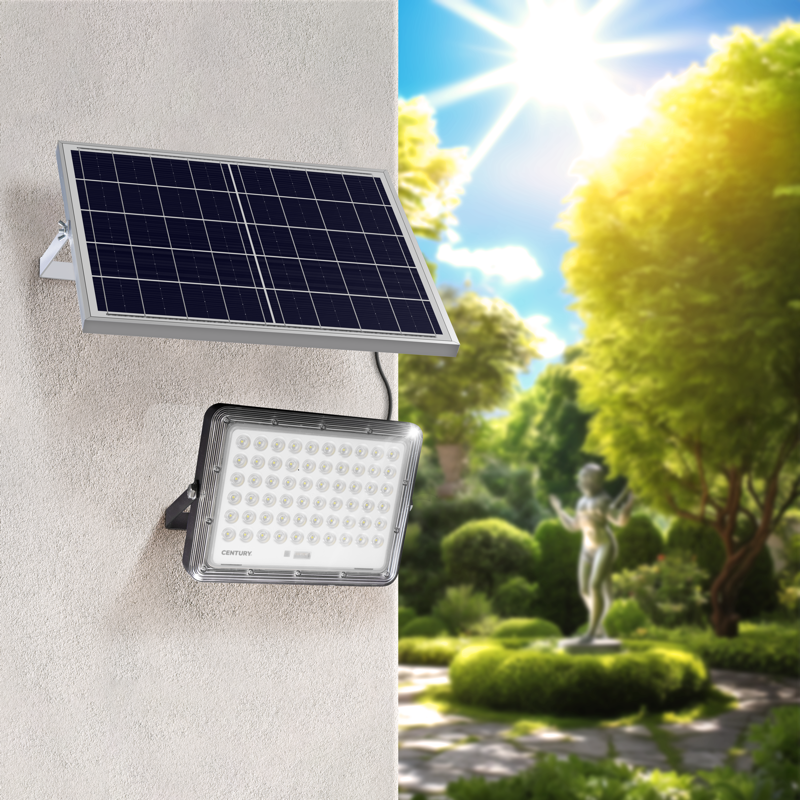 CENTURY - Proiettore Solare LED Prometeo PROM-3002340 | 20W | 2700 Lm | 4000K | IP65 | LiFePO4