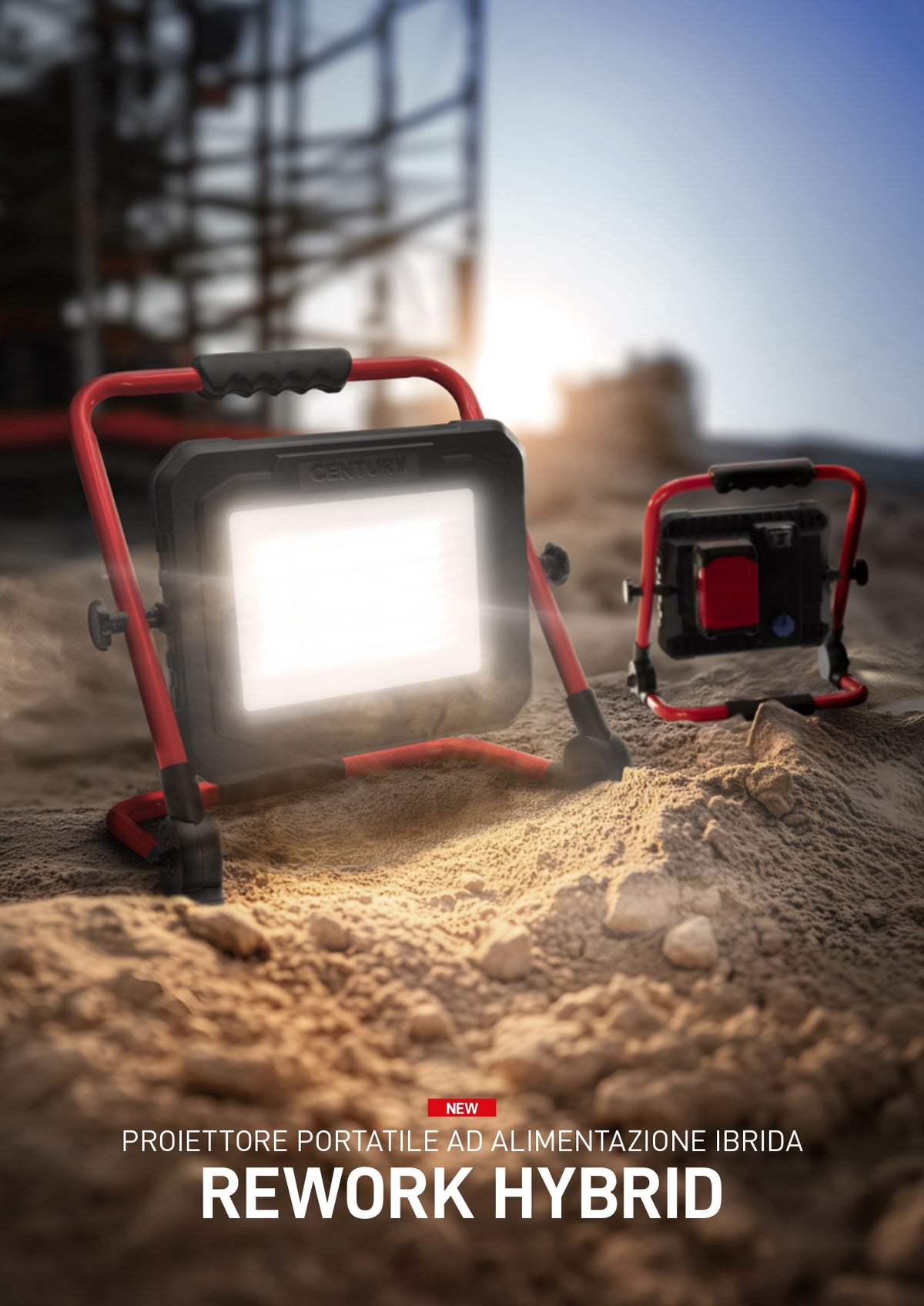 CENTURY - Proiettore Portatile LED Rework Hybrid RWH-7010040 | 70W | 7000 Lm | 4000K | IP65 | IK07