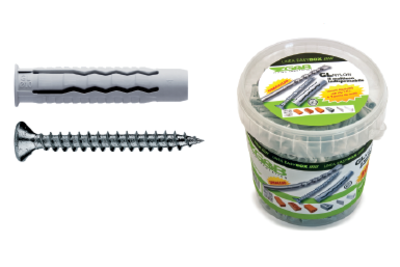 Tasselli multiuso in nylon con viti in confezione a secchiello GL NYLON G&B