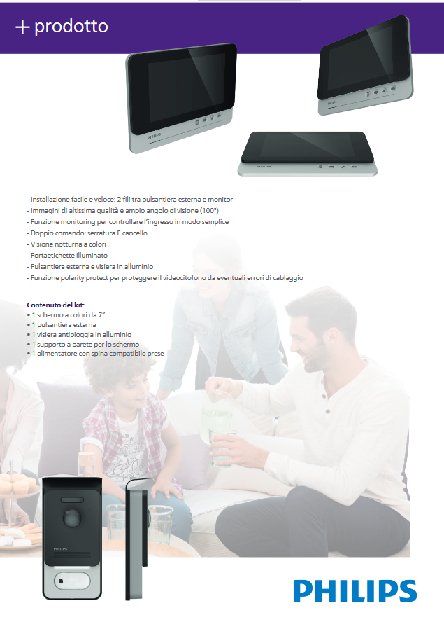Philips Kit Videocitofono monofamiliare widescreen da 7” WelcomeEye Lite