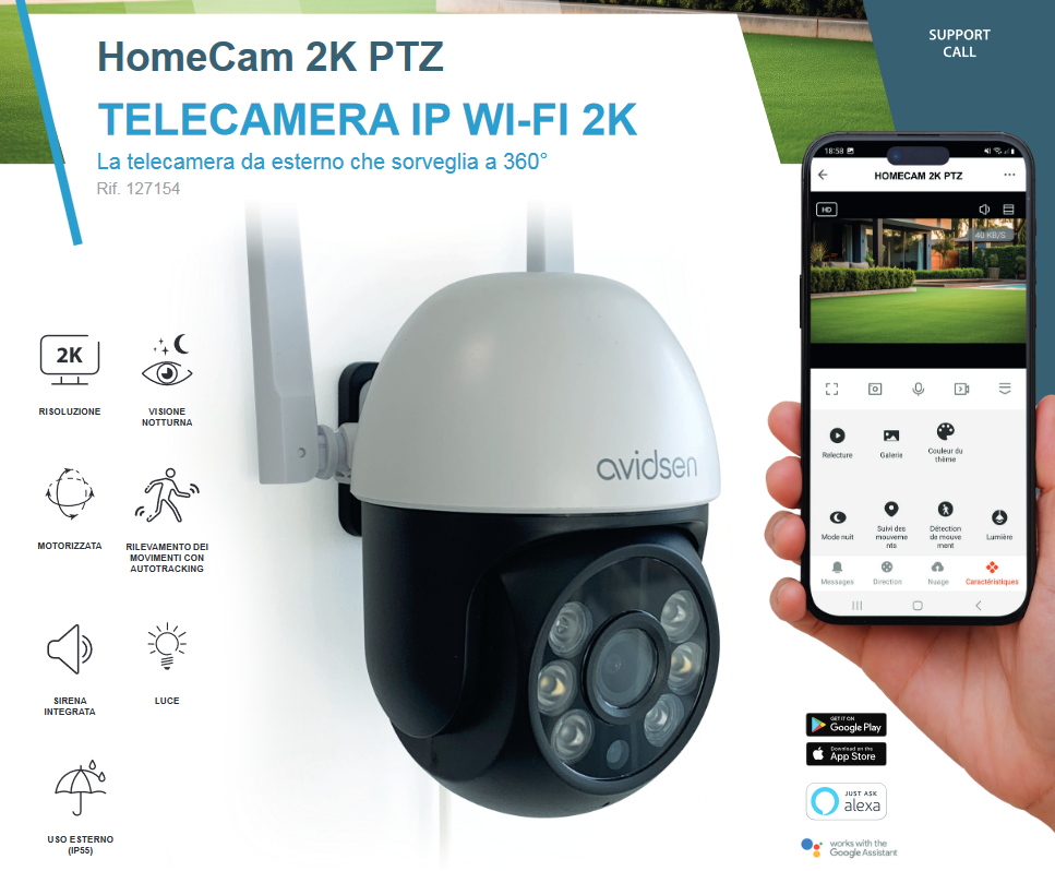 Avidsen Full HD 1080p HomeCam 3PTZ Motorized Outdoor IP Camera